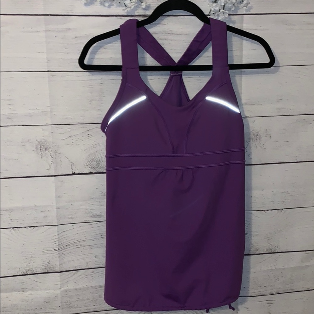 Athleta tankini top, padding, size medium, purple